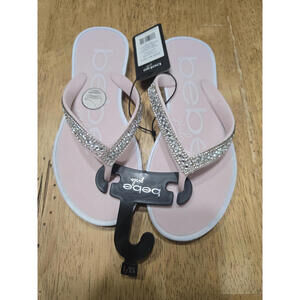 bebe girls Pink Rhinestone Flip Flop Sandals Size M (13/1)